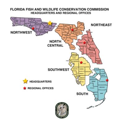 Florida Fish and Wildlife Conservation Commission Offices Map (Credit: FWC)